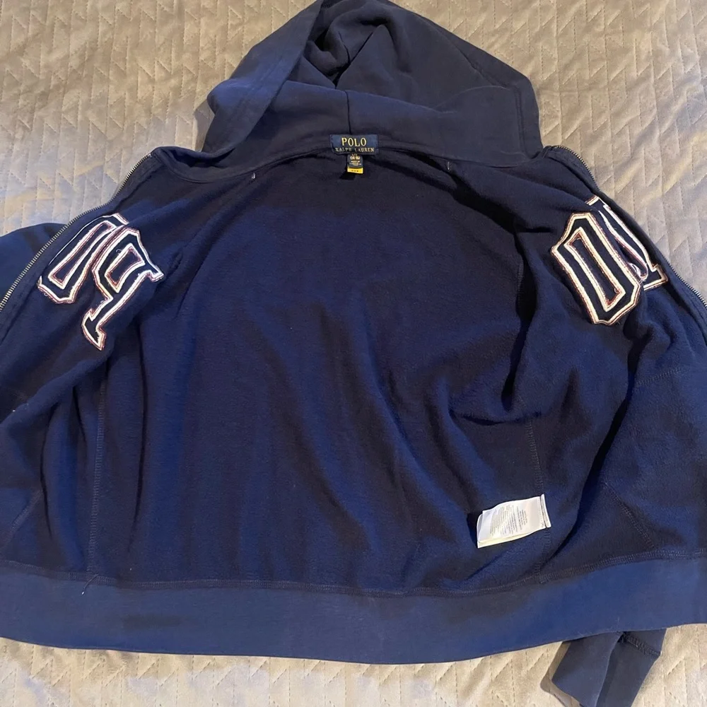 Polo Ralph Lauren full zip hoodie kids large 14-16 blue pre-owned‎ condition